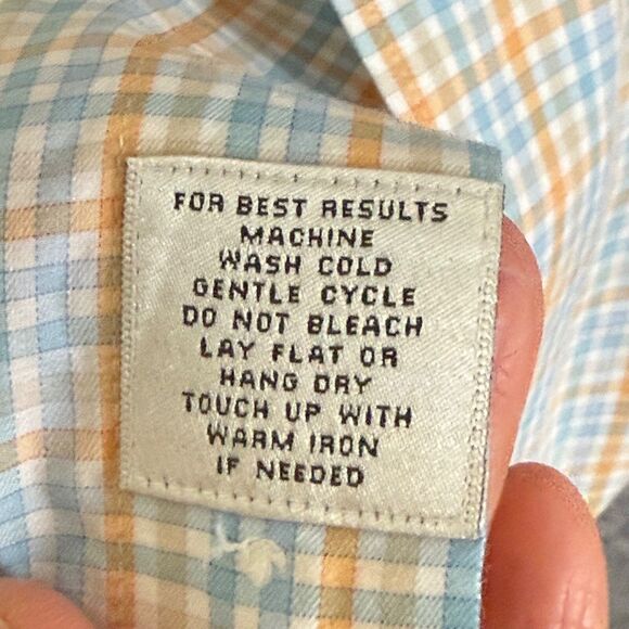 Peter Millar Collection Mens XL Shirt Gingham Blue Orange Yellow L/S Button Soft - Picture 7 of 12